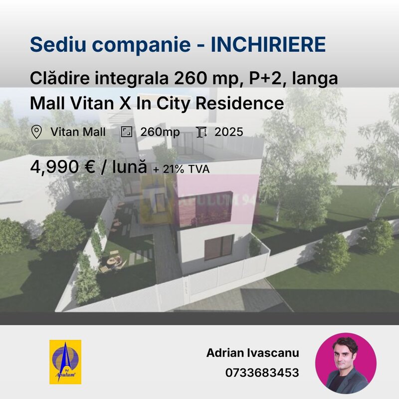 Cladire integrala 260 mp, P+2, langa Mall Vitan X In City Residence