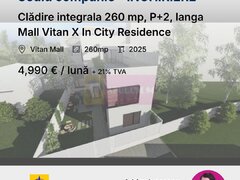 Cladire integrala 260 mp, P+2, langa Mall Vitan X In City Residence
